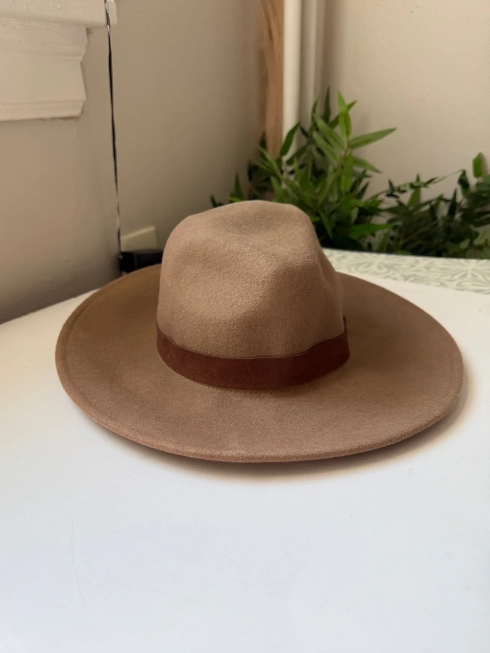 Free People Beaumont Wool Hat Suede Band Wide Brim Fedora Boho Western Festival